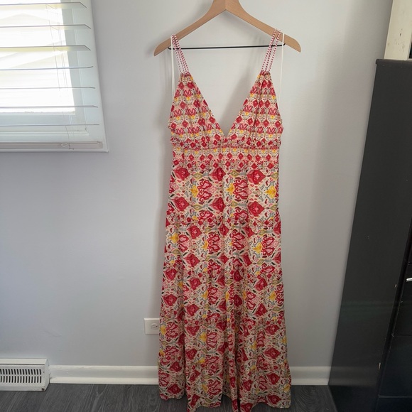 Alice + Olivia 10 Karolina Maxi Dress Braided Strap Tiered Ruffle Ikat Print - Picture 2 of 16